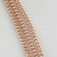 Unwelded Iron Curb Chains, with Spool, Rose Gold, 2.5x1.6x0.45mm, about 328.08 Feet(100m)/roll(CH-R078-10RG)