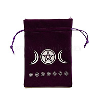 Velvet Tarot Cards Storage Bags, Tarot Desk Storage Holder, Purple, Triple Moon, Moon Pattern, 18x13cm(ZODI-PW0002-01H-01)