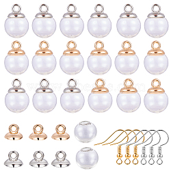 DIY Earring Making, Round Mechanized Blown Glass Globe Beads, Half Drilled, Plastic Pendant Bails, For Globe Glass Bubble Cover Pendants and Brass Earring Hooks, Clear, 16mm, Half Hole: 3~5mm, 120pcs/box(DIY-SC0007-38-16mm)