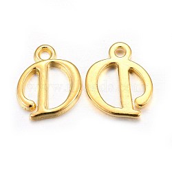 Golden Plated Alloy Letter Pendants, Rack Plating, Cadmium Free & Lead Free, Letter.D, 13x11x2mm, Hole: 1.5mm(X-PALLOY-J718-01G-D)