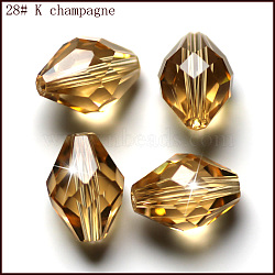 Imitation Austrian Crystal Beads, Grade AAA, K9 Glass, Faceted, Bicone, Gold, 10x13mm, Hole: 0.9~1mm(SWAR-F054-13x10mm-28)