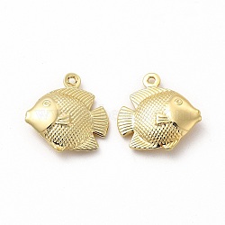 Rack Plating Brass Pendants, Fish Charm, Real 18K Gold Plated, 18x17.5x4.5mm, Hole: 1.2mm(KK-K165-01G)