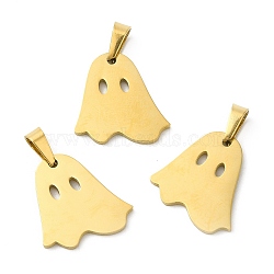 Ion Plating(IP) Halloween 304 Stainless Steel Pendants, Ghost Charm, Golden, 18x16.5x1.5mm, Hole: 6.5x3.5mm(STAS-R122-16G)