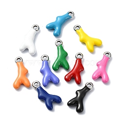 304 Stainless Steel Pendants, with Enamel, Coral Branch Antler Charm, Mixed Color, 18.5x9.5x4mm, Hole: 2.3mm(STAS-Z066-01P)