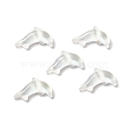 K9 Glass Cabochons, with Glitter Powder, Dolphin, White, 5.8x9.7x2.6mm(GGLA-Z003-12C-001JW)