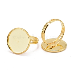 Brass Pad Ring Findings, Adjustable, Round, Golden, 17mm(KK-J110-G)