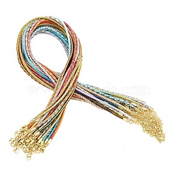 Braided Polycotton Cord Necklaces Making, with Brass Findings and 303 Stainless Steel Lobster Claw Clasps, Golden, Mixed Color, 18.11~18.19 inch(46~46.2cm)(MAK-F038-B-G)