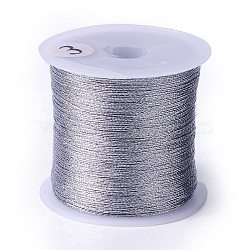 3-Ply Metallic Thread, for Jewelry Making and Embroidery, Round, Silver, 0.2mm, about 109.36 Yards(100m)/Roll(OCOR-G012-01A-02)