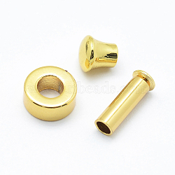 304 Stainless Steel Clasps, Column Beads & Caps, PVD Vacuum Plating, Golden, Long Column: 11.5x4mm, Short Column: 5.5x5.5mm, Ring: 8x4mm, 3Pcs/Set(STAS-E423-19G)