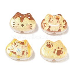Printed Opaque Acrylic Beads, Cat, Yellow, 15.5x20x7mm, Hole: 3mm(AC-CBA4EF4-10)