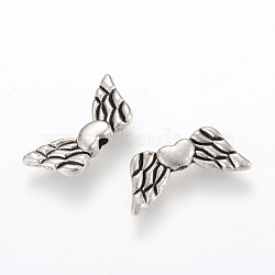 Tibetan Style Alloy Beads, Wing, Cadmium Free & Nickel Free & Lead Free, Antique Silver, 8.5x19x3mm, Hole: 2mm, about 1060pcs/1000g(TIBEB-Q067-30AS-NR)