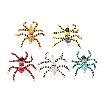 Handmade Seed Beads, Loom Pattern, 3D Spider Pendant, Halloween Theme, Mixed Color, 39x39x8mm, Hole: 2mm