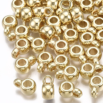CCB Plastic Tube Bails, Loop Bails, Rondelle, Light Gold, 9x4x6mm, Hole: 1.5mm, Inner Diameter: 3mm