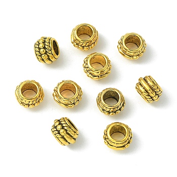 Tibetan Style Alloy Spacer Beads, Rondelle, Antique Golden, 6x8mm