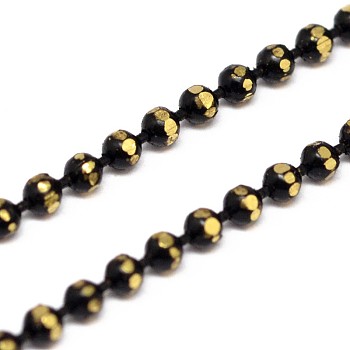 Electroplate Brass Ball Chains, Soldered, with Spool, Faceted, Lead Free & Nickel Free, Black, 1.5mm, about 328.08 Feet(100m)/roll