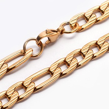 304 Stainless Steel Figaro Chains Necklaces, with Lobster Claw Clasps, Golden, 23.6 inch(59.9cm)