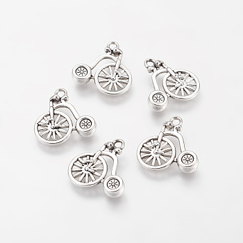 Tibetan Style Alloy Pendants, Bicycle/Penny Farthing, Antique Silver, Cadmium Free & Lead Free, 17x18x3mm, Hole: 1.5mm