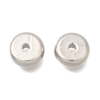 Brass Beads, Cadmium Free & Lead Free, Rack Plating, Long-Lasting Plated, Flat Round, Platinum, 6.5x2.5mm, Hole: 1.3mm