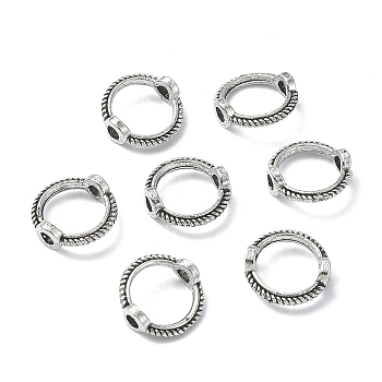 Tibetan Style Zinc Alloy Bead Frames, Round Ring, Antique Silver, 11mm, Hole: 1mm