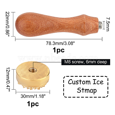 1Pc Pear Wood Handle with 1pc Brass Stamp Head(DIY-OC0012-40C)-2