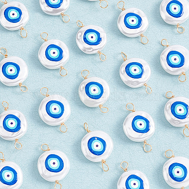 20Pcs 3D Printed Evil Eye ABS Plastic Imitation Pearl Connector Charms(KY-AR0001-11)-4
