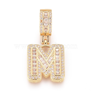 Golden Clear Alphabet Brass+Cubic Zirconia Pendants