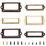 Iron Name Card Label Holder Frames, Office File Cabinet Shelves Drawer Card Holder, with Screws, for Box Accessories, Rectangle, Mixed Color, 60sets/box(IFIN-GA0001-03)