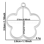 Non-Tarnish Stainless Steel Open Back Bezel Pendants, For DIY UV Resin, Epoxy Resin, Pressed Flower Jewelry, Stainless Steel Color, Flower, 30x28x3mm, Hole: 2.2mm(PW-WGB5BE7-14)