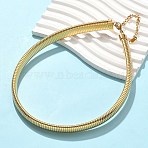 12MM 304 Stainless Steel Flat Snake Chain Necklaces for Women, Ion Plating(IP), Golden, 15.35 inch(39cm)(NJEW-U049-01G)