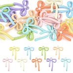 18Pcs 9 Colors Alloy Pendants, Bowknot, with Imitation Pearl, Mixed Color, 26x20x4.5mm, Hole: 1.6mm, 2pcs/color(FIND-YW0011-03)