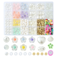 DIY Beads Jewelry Making Finding Kit, Inculding Imitation Pearl & Round & Disc & Shell Shape Acrylic & Plastic Beads, Mixed Color, 1148Pcs/box(DIY-FS0005-65)