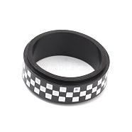 304 Stainless Steel Checkerboard Spinner Ring, Checkered Rings for Unisex, Electrophoresis Black, 7.8mm, Inner Diameter: 17.5mm(RJEW-C019-04EB)