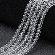Glass Beads Strands, Faceted, Rondelle, Clear, 6x5mm, Hole: 1mm, about 83~85pcs/strand, 38~39cm(EGLA-A034-T6mm-D19)
