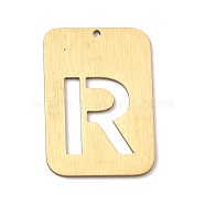 Ion Plating(IP) 304 Stainless Steel Pendants, Rectangle with Alphabet, Hollow, Letter.R, 32x22x1mm, Hole: 1.5mm(STAS-K216-49R-G)