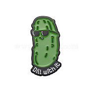 Funny Word Dill with It Enamel Pins, Alloy Brooches for Backpack Clothes, Cucumber, 29x14mm(PW-WG48675-05)