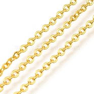 Rack Plating Brass Cable Chains, with Spool, Unwelded, Real 24K Gold Plated, 2.5x2x0.4mm, about 32.81 Feet(10m)/Roll(CHC-M001-01G-01)