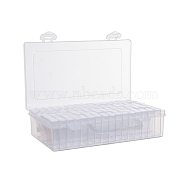 64 Compartments Removable Plastic Bead Containers, Nail Art Rhinestone Storage Box, Clear, 22.3x12.8x5.5cm(PW-WG45365-05)