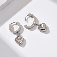 Fashionable Classic Heart-shaped Earrings with High-end Personality and Love Theme, Platinum, 24x8mm(OV8243)