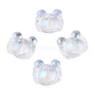 Transparent Electroplate Glass Beads, AB Color Plated, Crab, Clear AB, 13x14x6.5mm, Hole: 1mm(GLAA-YW0003-08)