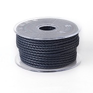 Braided Cowhide Cord, Leather Jewelry Cord, Jewelry DIY Making Material, Midnight Blue, 3mm, about 5.46 yards(5m)/roll(WL-I003-3mm-D-14)