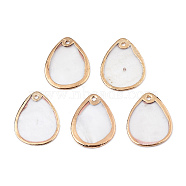 Natural Capiz Shell Pendants, with Light Gold Plated Brass Edge, Teadrdrop, 19~19.5x14.5~15x0.5mm, Hole: 0.5~1mm(SSHEL-N034-129A-01)