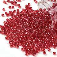 TOHO Round Seed Beads, Japanese Seed Beads, (109B) Siam Ruby Transparent Luster, 8/0, 3mm, Hole: 1mm, about 222pcs/10g(X-SEED-TR08-0109B)
