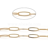 Soldered Brass Paperclip Chains, Flat Oval, Drawn Elongated Cable Chains, Long-Lasting Plated, Real 18K Gold Plated, 19x7x1mm(CHC-G005-24G)