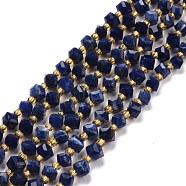 Natural Sodalite Beads Strands, with Seed Beads, Faceted, Diagonal Cube Beads, Grade A, 5~6x5~6x4~5mm, Hole: 1mm, about 49~55pcs/strand, 15.35''~15.75''(39~40cm)(G-P463-03)