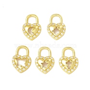 Brass Micro Pave Cubic Zirconia Pendants, Long-Lasting Plated, Real 18K Gold Plated, Cadmium Free & Lead Free, Heart Padlock, Clear, 15x10.5x3mm, Hole: 4.5mm(KK-H428-06G)