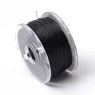 Special Coated Nylon Beading Threads for Seed Beads, Black, 0.1mm, about 50yards/roll(OCOR-R038-12)