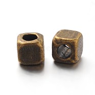 Tibetan Silver Spacer Beads, Lead Free, Cadmium Free and Nickel Free, Cube, Red Copper, about 4mm long, 4mm wide, 4mm thick, hole: 1.5mm(K0NP1062)