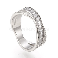 304 Stainless Steel Criss Cross Rings, Double Rings, X Rings, with Clear Cubic Zirconia, Stainless Steel Color, Size 6~9, Inner Diameter: 16~19mm(RJEW-H129-05P)