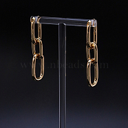 Brass Hoop Earrings, Oval Drop Earrings, Real 18K Gold Plated, 47x13mm(ZM7268)