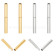 6 Sets 2 Colors 304 Stainless Steel Twist-in Bayonet Clasps, Column, Golden & Stainless Steel Color, 20x2mm, Hole: 1mm, 3sets/color(STAS-UN0042-83)